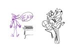  anthro avian bird cartoon_network dialogue duo embrace eyes_closed french_kissing hi_res holding_another hug hybrid kissing male mammal mordecai_(regular_show) procyonid raccoon regular_show rigby_(regular_show) sketch speech_bubble text twistcmyk 