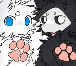  12_iona :3 ambiguous_gender anthro black_body black_ears black_fur black_inner_ear black_inner_ear_fluff black_tuft blue_eyes canid canine canis changed_(video_game) duo eyebrows fur humanoid inner_ear_fluff lin_(changed) mammal open_mouth pawpads paws puro_(changed) tuft white_body white_ears white_eyebrows white_eyes white_fur white_inner_ear white_inner_ear_fluff white_mask white_tuft wolf 