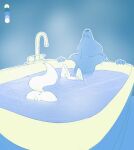  anthro anus arctic_fox bath bathing bathtub blue_background butt canid canine color_swatch disney duo female fox genitals ittybittykittytittys looking_pleasured male male/female mammal nick_wilde nude oral pussy reclining simple_background skye_(zootopia) steam water zootopia 