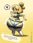  &lt;3 2023 animal_crossing anthro big_butt blush bottom_heavy bottomwear bulging_butt bursting_out_of_clothing butt butt_expansion canid canine canis cardigan clothing dialogue digital_media_(artwork) domestic_dog embarrassed english_text expansion eyebrows female flash_emanata hi_res huge_butt isabelle_(animal_crossing) mammal nintendo panties pattern_bottomwear pattern_clothing pattern_panties pattern_underwear pencil_skirt raised_eyebrows rear_view shih_tzu simple_eyes skirt solo striped_bottomwear striped_clothing striped_panties striped_underwear stripes tail-blazer talking_to_self text text_box thick_eyebrows thick_thighs torn_clothing toy_dog underwear wide_hips 