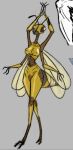  3_fingers 4_arms anthro arthropod arthropod_abdomen breasts butt colored_sketch drawpile female fingers hymenopteran insect long_neck multi_arm multi_limb nude sketch solo the_dark_skull wasp wings 