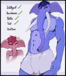  ambiguous_gender anthro blue_body clothed clothing duo elephant elephantid english_text hair hi_res kakhao long_tongue male mammal muscular muscular_male pink_hair proboscidean simple_background text tongue 