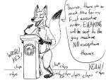  anthro canid canine clothing collar dialogue disney english_text fox humor jonsthaman lectern line_art male mammal microphone nick_wilde panties simple_background solo text underwear white_background zootopia 
