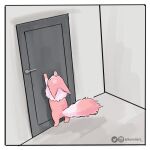  1girl animal_focus animalization door door_handle fox genshin_impact highres indoors instagram_logo kamiiart twitter_username yae_miko yae_miko_(fox) 
