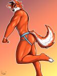  absurd_res anthro butt canid canine clothed clothing flow_owo fox hi_res jockstrap jockstrap_only male mammal solo topless underwear underwear_only 