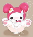  1girl female_masturbation flower furry furry_female highres kurokurodani masturbation my_melody onegai_my_melody pussy rabbit shadow solo spread_legs translation_request white_flower 