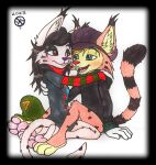  anthro bobcat bonkers_d._bobcat bradley_khonest crossgender duo embrace felid feline female gender_transformation hi_res hug imp lynx makrosh_lynx male male/female mammal transformation young 