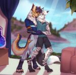  absurd_res anthro canid canine chanzy duo hi_res hybrid hyena male male/male mammal maned_wolf neptune_(zenithxo) shady_(shady_moonstone) striped_hyena 