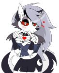  &lt;3 artist bottomwear canid canid_demon canine clothing collar demon female gesture hand_heart hellhound helluva_boss hi_res icey_(artist) loona_(helluva_boss) mammal mammmal red_sclera shorts smile solo spiked_collar spikes white_eyes 