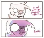  anthro avian bird dialogue giidenuts hi_res male nervous_sweat riley_(giidenuts) solo unseen_character 