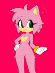  absurd_res amy_rose anthro bracelet clothing eulipotyphlan female fur gloves green_eyes handwear hedgehog hi_res hikaridraws jewelry mammal nude pink_body pink_fur sega skinny smile solo sonic_the_hedgehog_(series) tan_body tan_fur 