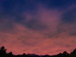  cloud commentary_request dusk forest gobaku_no_hito mountainous_horizon nature no_humans original outdoors pink_sky scenery sky tree 