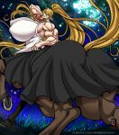  absurd_res big_breasts big_butt blonde_hair breasts butt centaur centorea_shianus_(monster_musume) clothed clothing equid equid_taur female hair hi_res huge_breasts huge_butt humanoid_taur looking_at_viewer looking_back looking_back_at_viewer mammal mammal_taur monster_girl_(genre) monster_musume muscular muscular_female osmar-shotgun solo taur text url 