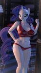  3d_(artwork) absurd_res anthro anthrofied antonsfms big_breasts breasts clothing digital_media_(artwork) equid equine female friendship_is_magic hair hand_on_hip hasbro hi_res horn mammal my_little_pony nipple_outline panties purple_hair rarity_(mlp) solo underwear unicorn 