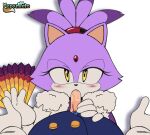  anthro blaze_the_cat blue_body blush bodily_fluids clothed clothing domestic_cat duo eulipotyphlan felid feline felis fellatio female fur genitals gloves hand_fan handwear hedgehog hi_res male male/female mammal oral penile penis pepamintop purple_body saliva sega sex simple_background sonic_the_hedgehog sonic_the_hedgehog_(series) sucking the_murder_of_sonic_the_hedgehog yellow_eyes 