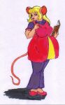 belly big_breasts blonde_hair bottomwear breasts clothing danellz female footwear hair mammal marigold_(wallaroo) mouse murid murine notebook open_mouth pants pencil_(object) pregnant rodent shirt shoes solo topwear traditional_media_(artwork) 