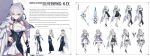  a-pose absurdres bad_source black_gloves bow_(weapon) breasts bronya_zaychik bronya_zaychik_(silverwing:_n-ex) character_name closed_mouth concept_art crossed_bangs dress drill_hair full_body gloves grey_eyes grey_hair hair_between_eyes hand_on_own_hip highres honkai_(series) honkai_impact_3rd large_breasts looking_at_viewer mature_female official_art purple_dress single_glove translated upper_body weapon white_dress white_footwear 