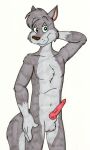  animal_genitalia animal_penis canid canine canine_genitalia canine_penis canis erection fur genitals grey_body grey_fur male mammal penis tabbiewolf wolf 