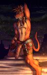  anthro balls bottomwear bottomwear_aside canid canine canis clothing clothing_aside final_fantasy final_fantasy_vii foreskin genitals hand_behind_head hi_res invalid_tag iudicium86 loincloth loincloth_aside male mammal nanaki night outside penis red_xiii solo square_enix tribal vein veiny_penis wolf 