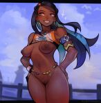  1girl absurdres breasts dark-skinned_female dark_skin eyeshadow fluffydango highres makeup nessa_(pokemon) nipples pokemon pokemon_(game) pokemon_swsh pussy 