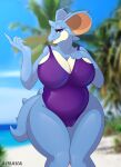  ainava anthro beach beckoning bedroom_eyes big_breasts big_butt blue_body breasts butt camel_toe claws clothed clothing curvaceous curvy_figure detailed_background digital_media_(artwork) dominant dominant_female female generation_1_pokemon gesture half-closed_eyes hi_res horn looking_at_viewer mature_female narrowed_eyes nidoqueen nintendo open_mouth outside pokemon pokemon_(species) sand sea seaside seductive sky smile smirk solo swimwear tan_body thick_thighs voluptuous water wide_hips 
