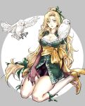  1girl bike_shorts bird blonde_hair breasts castlevania castlevania:_symphony_of_the_night cleavage closed_mouth collarbone full_body gloves grel_(r6hgvu5) hair_ribbon large_breasts legs long_hair looking_at_viewer low-tied_long_hair maria_renard owl ribbon very_long_hair 