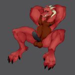  anthro balls belly deuzion dragon erection feet foot_fetish genitals hi_res hushimutt male nipple_piercing nipples paws penis piercing solo teeth 