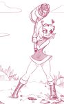  2023 amy_rose angry anthro boots clenched_teeth clothed clothing cloud cross-popping_vein dress eulipotyphlan female footwear fur gloves grass hair hammer handwear hedgehog hi_res holding_hammer holding_object holding_tool holding_weapon looking_away mammal plant rock scorpdk sega solo sonic_the_hedgehog_(series) standing teeth tools weapon wide_eyed 