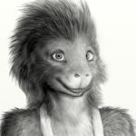  1:1 2021 absurd_res alternate_version_at_source ambiguous_gender anthro billy_conquills buckteeth bust_portrait cheek_tuft clothed clothing detailed detailed_eyes detailed_fur detailed_quills facial_tuft front_view fur greyscale hi_res lips looking_at_viewer male_(lore) mammal monochrome porcupine portrait quills rodent shirt simple_background smile solo tank_top teeth toothandclaw topwear tuft white_background 