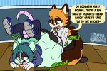  3:2 anthro anthro_pred belly domestic_cat duo eclair_the_cat_(ifra) english_text fan_character felid feline felis ifra mammal mouse murid murine rodent sega sonic_the_hedgehog_(series) text vienna_maus vore 