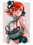 1girl a.b.a bandages breasts green_eyes guilty_gear guilty_gear_xx highres homunculus key_in_head large_breasts looking_at_viewer medium_hair object_through_head red_hair yohane_shimizu 