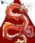  &lt;3 &lt;3_eyes 2_penises absurd_res ahegao animal_genitalia animal_penis curse dragon eastern_dragon feeling_chest feeling_up_self feral genitals hemipenes hi_res long_body looking_pleasured magic_user male multi_genitalia multi_penis penis red_body reptile scalie solo tapering_penis text tongue tongue_out universaldragon witch 