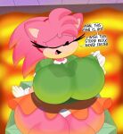  2023 3barts 4k absurd_res accessory amy_rose anthro big_breasts bodily_fluids bottomwear bouncing_breasts breast_jiggle breasts classic_amy_rose classic_sonic_(universe) clothing curvaceous curvy_figure detailed_background dialogue digital_drawing_(artwork) digital_media_(artwork) dress english_text eulipotyphlan eyelashes eyes_closed female fingers floating fur gloves hair hair_accessory hairband handwear hedgehog hi_res hourglass_figure huge_breasts jiggling lava long_hair mammal miniskirt motion_lines multicolored_body multicolored_fur open_mouth panties panty_shot pink_body pink_fur pink_hair sega sitting skirt small_waist smile solo sonic_the_hedgehog_(series) sweat tan_body tan_fur text thick_thighs tongue two_tone_body two_tone_fur underwear voluptuous white_clothing white_panties white_underwear wide_hips 