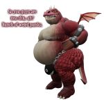  2023 3d_(artwork) albalbalb alpha_channel anthro armband belly big_belly big_bulge big_butt big_pecs bulge butt chain digital_media_(artwork) dragon english_text giana_sisters gurglewocky_(giana_sisters) hi_res huge_belly huge_butt looking_at_viewer male musclegut muscular muscular_anthro muscular_male nipples pecs red_body red_scales red_skin red_text scales scalie simple_background smile smiling_at_viewer solo text transparent_background wings 