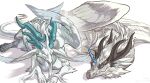  blue_horns closed_eyes dragon dragon_wings feathered_wings highres horns lying no_humans original shina_ppp sleeping smile western_dragon white_background white_fur wings 