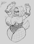  accessory anthro big_breasts breasts breath canid canine canis collar domestic_dog eyewear female glasses hair_accessory hairband hi_res huge_breasts jwinkz mammal monochrome nipple_slip nipples panting pinned playboy_bunny sketch solo twintails_(hairstyle) watermark zoey_(jwinkz) 
