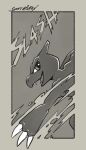  anthro big_eyes black_and_white charmeleon claws comic comic_panel eye_contact furry generation_1_pokemon grin grinning_at_viewer invalid_tag lizard looking_at_another looking_at_viewer looking_back monochrome nintendo pokemon pokemon_(species) reptile scalie side_view sketch smile softailfox solo sound_effects unfinished 