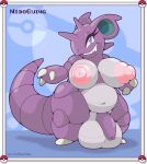  areola balls belly big_balls big_breasts big_nipples big_penis blue_eyes breasts claws feral flaccid foreskin fusion generation_1_pokemon genitals gynomorph hi_res horn huge_balls huge_breasts huge_penis intersex looking_at_viewer navel nidoking nidoqueen nintendo nipples nude pear-shaped_figure penis pokemon pokemon_(species) pokemon_fusion puffy_areola puffy_nipples purple_body sharp_teeth slightly_chubby smile smiling_at_viewer solo tail teeth thick_tail thick_thighs thisnameistaken wide_hips 