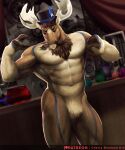  2_horns anthro body_hair cherry_blossom_kid chest_hair clothing deer diffuse_moose facial_hair hat headgear headwear hi_res hooves horn male mammal moose muscular muscular_anthro muscular_male mustache new_world_deer solo top_hat vein veiny_muscles 