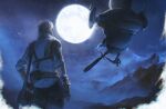  1boy bag collared_shirt full_moon gloves granblue_fantasy highres isaac_(granblue_fantasy) male_focus minaba_hideo moon night night_sky official_art outdoors pants raybury_(granblue_fantasy) robot shirt short_hair shoulder_bag sky 