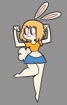  &gt;:3 2019 3_toes 4_fingers :3 anthro athletic athletic_anthro athletic_female biped blonde_hair blue_bottomwear blue_clothing blue_shorts bottomwear breasts carrot_(one_piece) clothed clothed_anthro clothed_female clothing colored curvy_figure digital_drawing_(artwork) digital_media_(artwork) eyebrow_through_hair eyebrows eyelashes eyelashes_through_hair feet female fingers fist flexing fluffy fluffy_tail fur grey_background hair hi_res hourglass_figure kabula_(artist) lagomorph leporid mammal medium_hair midriff minkmen_(one_piece) mouth_closed navel on_one_leg one_piece pink_inner_ear rabbit raised_arms red_eyes shirt shorts simple_background solo standing tail toes topwear translucent translucent_hair white_body white_ears white_fur white_tail yellow_clothing yellow_shirt yellow_topwear 