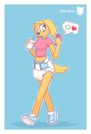  &lt;3 anthro baggashame canid canine canis cellphone clothing container cup diaper domestic_dog drinking female footwear hi_res looking_at_object looking_at_phone mammal navel phone retweet shoes solo straw walking watermark 