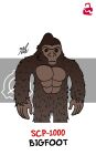  2021 :| abs ambiguous_gender ape biped black_text broken_lock_symbol brown_body brown_eyes brown_fur brown_skin cheek_tuft colored cryptid dated digital_drawing_(artwork) digital_media_(artwork) dot_eyes english_text facial_tuft fingers fur haplorhine hi_res humanoid lock_symbol mammal pecs primate red_lock_symbol red_text sasquatch scp-1000 scp_foundation signature simple_background simple_eyes solo species_name standing text tuft white_background zal-cryptid 