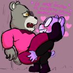  &lt;3 2023 anthro bear biped blush bottomwear butt butt_grab carrying clothing duo eyewear glasses hand_on_another&#039;s_butt hand_on_butt hi_res humanoid_hands mammal padre_(unicorn_wars) pants sargento_caricias shirt spanish_text text topwear tr4l3 unicorn_wars worried 