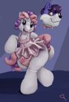  ambiguous_gender anthro bound clothed clothing diaper dress encasement equid equine hasbro hi_res horn infantilism kastmi mammal mlp_g3 my_little_pony my_little_pony_(2009) open_mouth open_smile plushsuit smile solo sweetie_belle_(g3) unicorn unicorn_horn wearing_diaper 