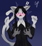  anthro blush blushing_profusely cybeeyoru disembodied_hand female grope groping_breasts hi_res shocked shocked_expression shocked_face solo the_addams_family wednesday_addams 