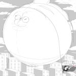  absurd_res belly belly_inflation big_belly black_and_white body_inflation building close-up colored_outline exclamation_point fez_(fancyfez) gesture glass hi_res hose_in_butt huge_belly hyper_inflation immobile inflation light lightswitch lizard monochrome onomatopoeia parade_balloon peashooter_(artist) profanity reptile scalie sound_effects text thumbs_up wheel 