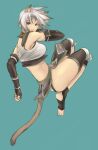  1girl animal_ear_fluff animal_ears avatar_(ff11) black_gloves black_panties black_socks blue_background breasts brown_tail cactus41747280 cat_ears cat_girl cat_tail elbow_gloves final_fantasy final_fantasy_xi fingerless_gloves gloves grey_eyes grey_headband hair_intakes headband highres light_blue_background medium_breasts mithra_(ff11) panties pink_pupils short_hair socks solo tail toeless_legwear two-tone_panties underwear white_hair white_panties 