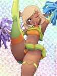  breasts cheerleader clothing elf female hi_res humanoid lalox not_furry one_eye_closed panties pom_poms raised_leg solo underwear upskirt wink 