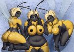  absurd_res all_fours ankle_tuft antennae_(anatomy) anthro arm_support arm_tuft arthropod bee big_breasts bite biting_lip black_eyes black_nipples blonde_hair bob_cut bodily_fluids breast_squeeze breasts bumble_bee_(species) butt cum cum_on_arm cum_on_breasts cum_on_butt cum_on_face cum_on_tongue female forward_arm_support genital_fluids genitals hair hand_on_leg hand_on_thigh hi_res hymenopteran insect kneeling leg_tuft looking_at_viewer looking_back multiple_angles neck_tuft nipples nude outline pussy simple_background smile solo tongue tongue_out tuft white_outline wings wrist_tuft za-owl 